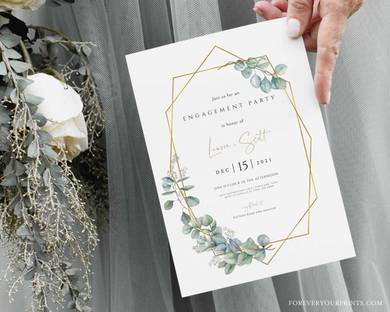 Engagement Party Invitation Template, Engaged Announcement Printable, INSTANT DOWNLOAD, 100% Editable Text Il_570xn