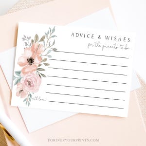 Carte de conseils pour baby shower imprimable | Conseils et souhaits pour les futurs parents | Insert de jeu pour baby shower
