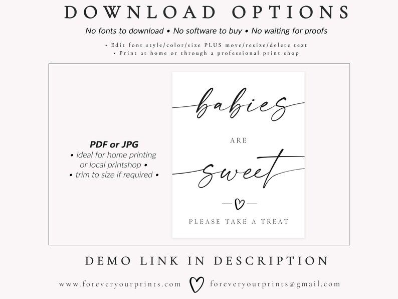 Babies Are Sweet Sign Printable Baby Shower Sign Printable - Etsy