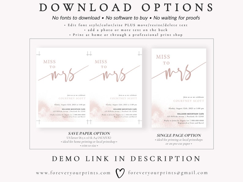 Miss to Mrs Bridal Shower Invite | Forever Your Prints