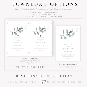 Baptism Invitation Template, Christening Invites, Minimalist Baptism, TRY BEFORE You BUY, Editable Instant Download image 7
