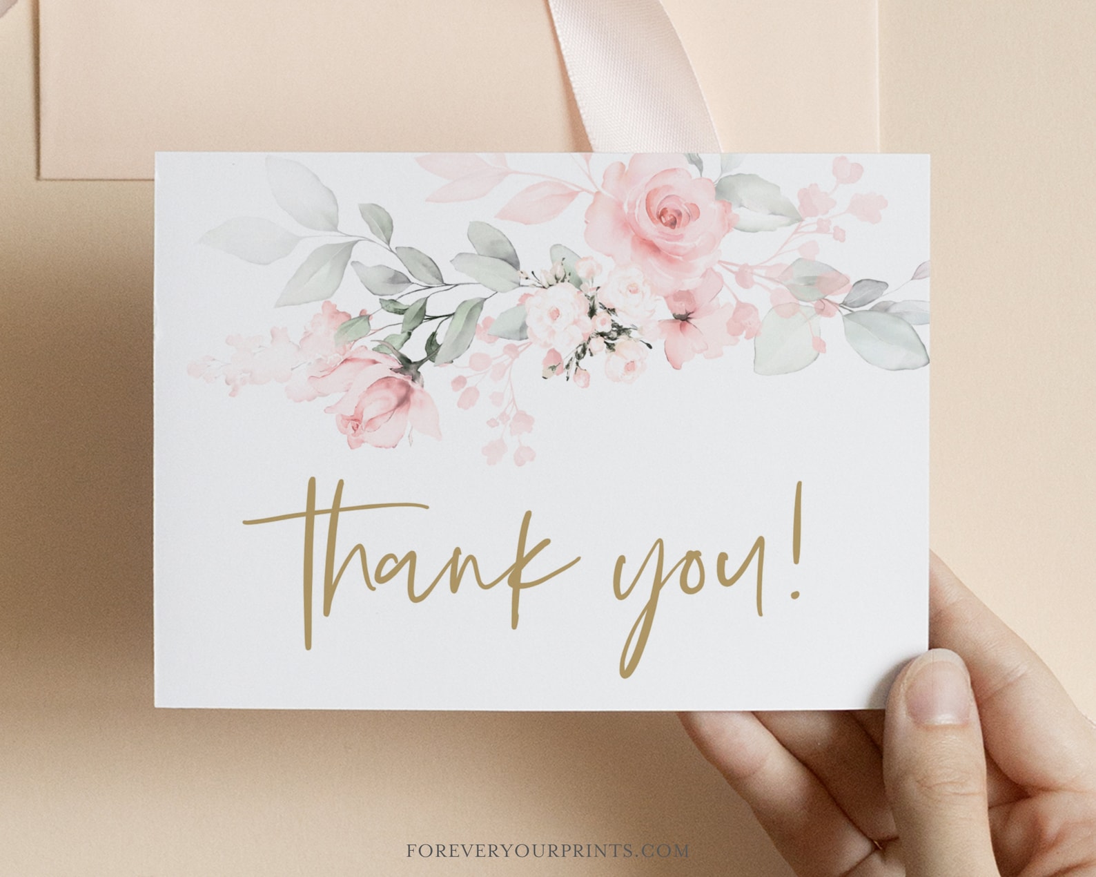 Floral Thank You Note Printable Thank You Card Template | Etsy