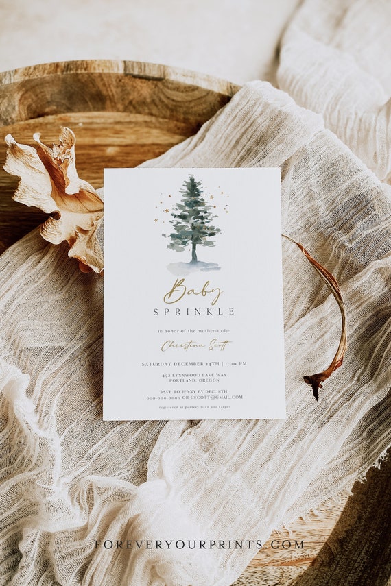 Christmas Baby Sprinkle Invitation, Rustic Baby Sprinkle Invite, Winter Shower, Editable Instant Download Il_570xn