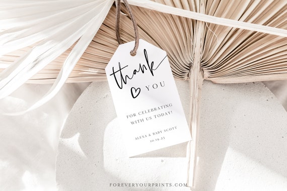 Minimalist Thank You Favor Tags, Modern Baby Shower Tags, Bridal Shower Gift Tags, Simple, Editable Template Il_570xn