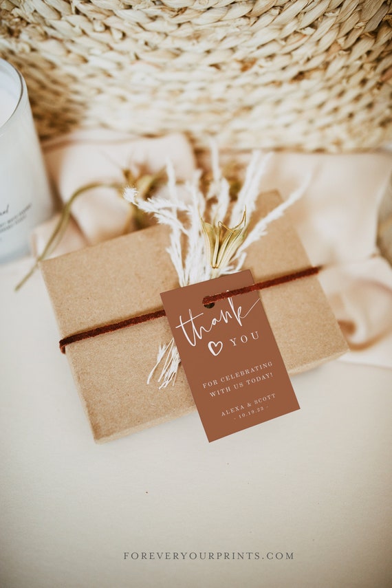 Minimalist Baby Shower Thank You Tags, Gender Neutral Baby Shower, Modern Thank You Tags, Baby Favors Tag, Terracotta, Editable Template Il_570xn