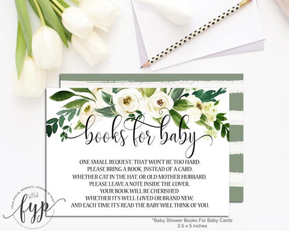 Books For Baby Cards, Greenery Baby Shower Insert Cards, Book Request Insert, Details Card, Bring A Book Card, Floral Insert Cards Il_570xn