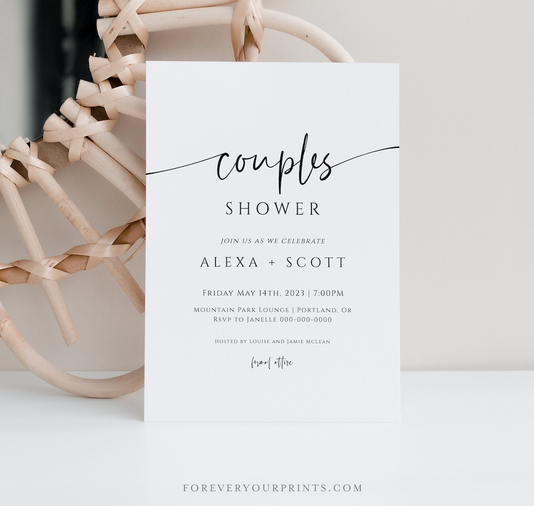 Couples Shower Invitation Template, Minimal Couples Shower Invites