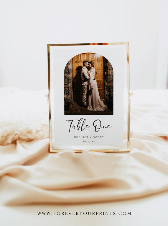 Photo Table Number Template, Minimalist Wedding Table Numbers, Modern ...