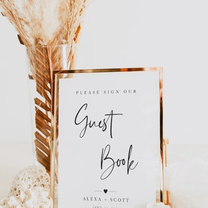 Please Sign Our Guestbook Sign Printable, Wedding Guestbook Sign Instant Download, Modern Minimalist Wedding Signage DIY image 7