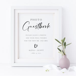Photo Guestbook Sign Template | Minimalist Wedding Sign | Guest Book Table Sign | Editable Wedding Decor | Instant Download