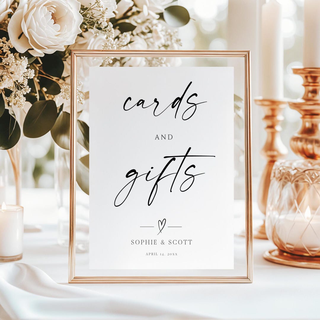 Cards and Gifts Sign – Wedding Reception Table Sign Printable, Canva ...