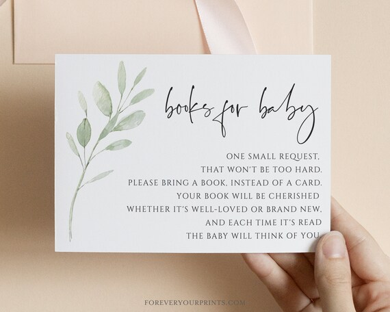 Books For Baby Card Download, Book Request Card, Modern Books For the Baby, Eucalyptus, Editable Instant Download Il_570xn