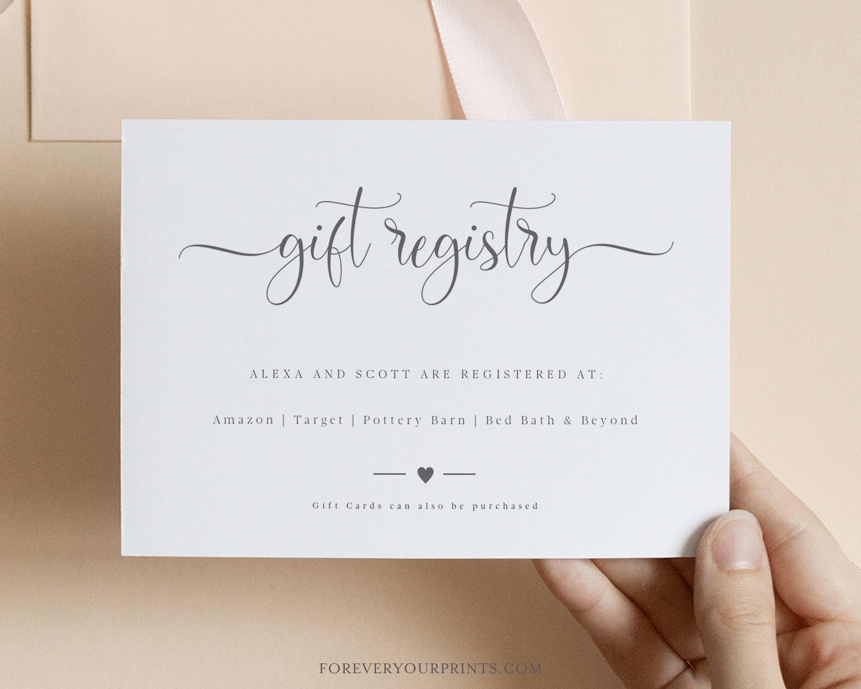 Wedding Registry Card Template, Gift Registry Card, Minimalist Wedding,  Fully Editable, INSTANT Download (Instant Download) 