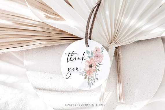 Wedding Favor Tags Printable, Editable Thank You Tags, Floral Gift Tag, Instant Download Il_570xn