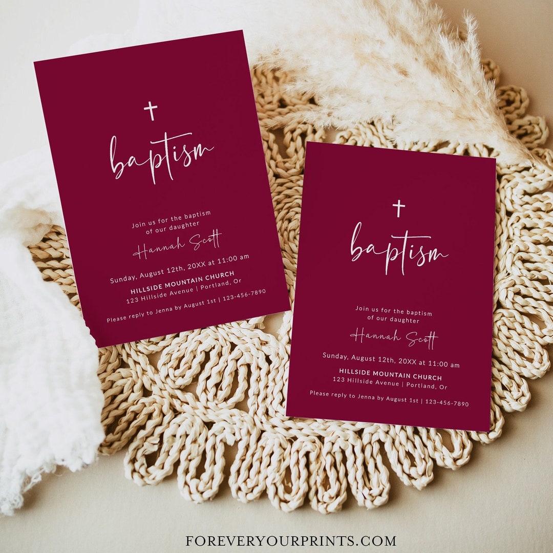 Baptism Invitation Girl Editable Invitation Baptism Invite Etsy