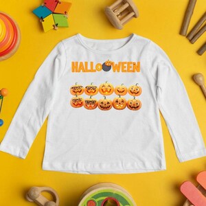 Dziecięca koszulka z dynią na Halloween, słodka koszulka z długim rękawem Jack-o&#39;-Lantern dla chłopców i dziewcząt, zabawna jesienna koszulka dla maluchów