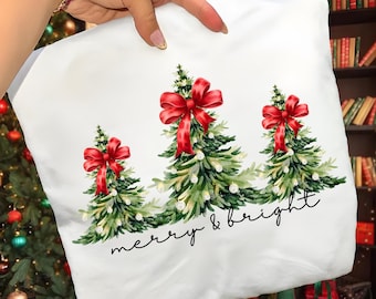 Merry and Bright Png, Christmas Tree PNG, Merry Christmas Png, Christmas Coquette Png, Girly Christmas Tree Png, Christmas Sublimation