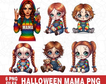 Halloween Horror MAMA Character Family PNG Bundle, Killer Mama Png, Spooky Mama Clipart Design PNG, Horror Halloween Png, Halloween png