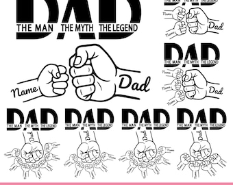 Choque de puños para papá, SVG personalizado, Papá el hombre, el mito, la leyenda, PNG, Día del padre, SVG de mano de padre, PNG personalizado para papá, Regalo para papá, Regalo del Día del Padre