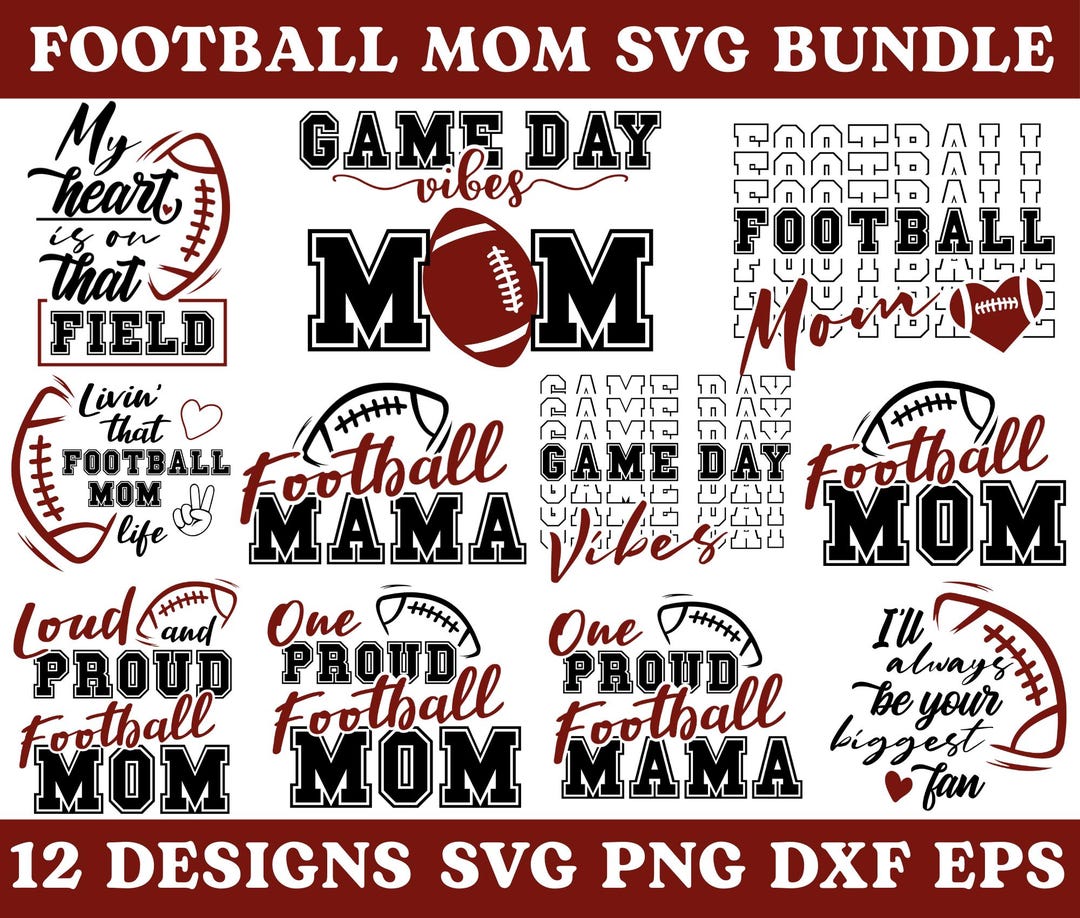 Football Mom Svg Bundle, Football Mama Svg, Football Mom Png,football ...