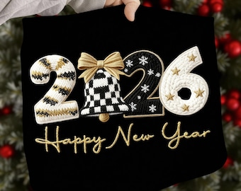 Feliz Ano Novo 2026 PNG, Laço de crochê com gancho PNG, Design de sublimação para festa de Ano Novo, Olá 2026 PNG, Ano Novo moderno PNG