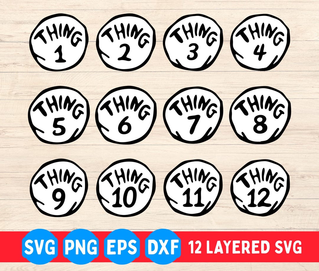 Thing 1 to Thing 12 SVG PNG Bundle, Thing 1 Thing 2 Svg, Family Thing ...