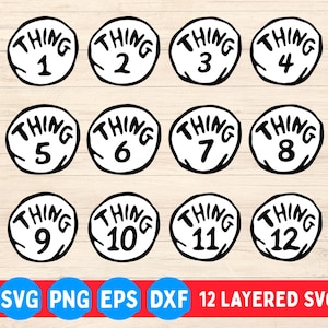 Thing 1 to Thing 12 SVG PNG Bundle, Thing 1 Thing 2 Svg, Family Thing Bundle, Thing 1 Thing 2 layered Svg, Thing 1 Costume, Things Team