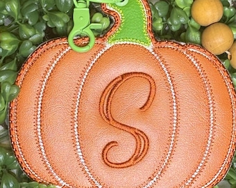 Pumpkin Bag Tag: Fall Fruit Embroidery Design 5x7 Hoop, Digital Download