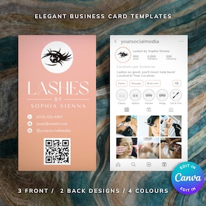 Editable Beauty Business Card for Canva | Lash Tech, Nail Tech, Hairdresser, MUA | Clean & Modern Design