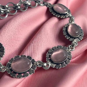Verstellbares Edelstein-Armband: Silber, Vintage-Stil