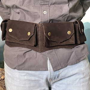 Handmade Leather Belt Pouch: Travel Utility Belt, Hands-Free Convenience
