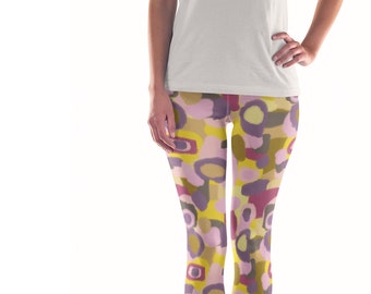 Purple Rain Cherry Moon Artist Leggings // ethical bold stylish yoga pants designer leggings in abstract painted patterns by lisa barbero