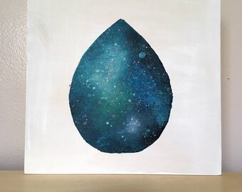 Uncharted 2.7 // Original Acrylic Painting on Wood, One of a Kind, Teardrop, Science Lovers, Space, Stars, Universe, Cosmos, Astronomy