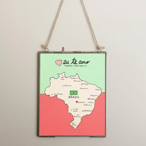 I Love You in Brazil // Printable Download, Digital Print, Travel Nursery Art, Map, Chart, Children Decor, Romantic Poster, Digital, Giclee imagem 1