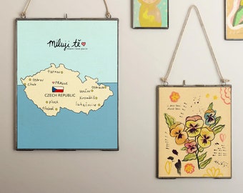I Love You in Czech Republic // Printable Download Art Print, Map, Giclee, Modern Baby Nursery Decor, Eastern European Travel Theme, Digital