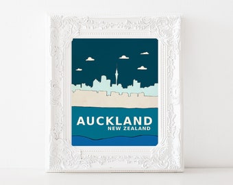 Auckland, New Zealand // Printable Download, Urban, City Skyline, Kids Room, Nursery Decor, City Pride, Hometown, City Poster, Kiwi
