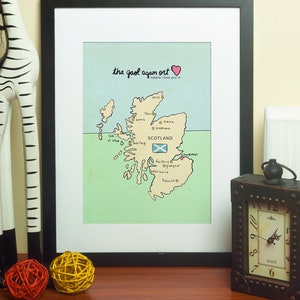 Printable Download Scotland Print, Scottish, Scot, UK Map, Chart, Giclee, Modern Baby Nursery Decor, Illustration, European Travel Theme