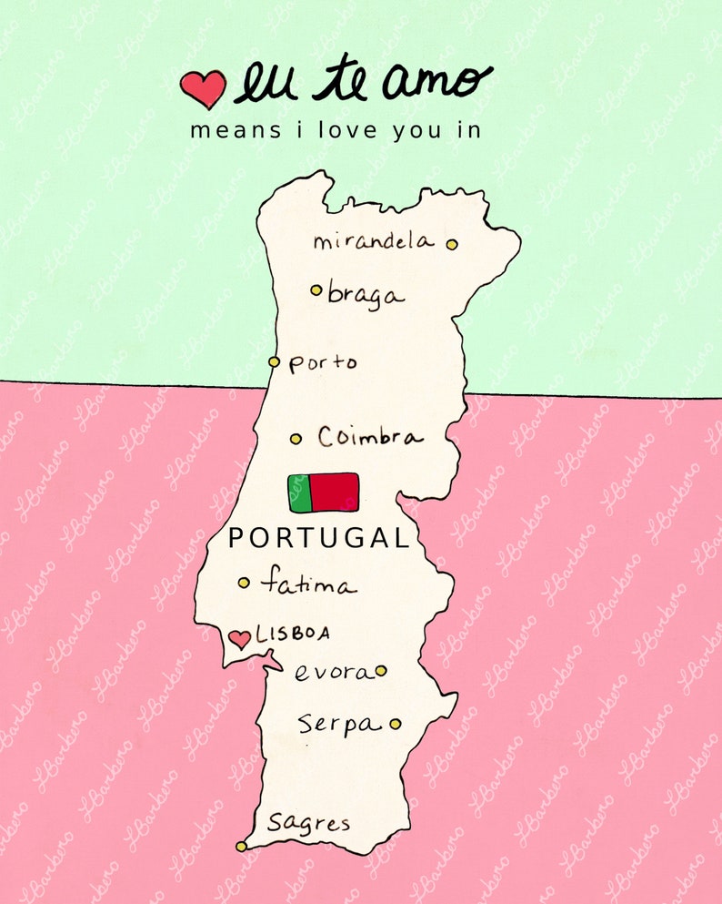 I Love You in Portugal Druckbare Kunst Poster, Portugiesische Karte, Moderne Baby Kinderzimmer Dekor, Europäische Karte, Reise Thema, Digital Bild 5