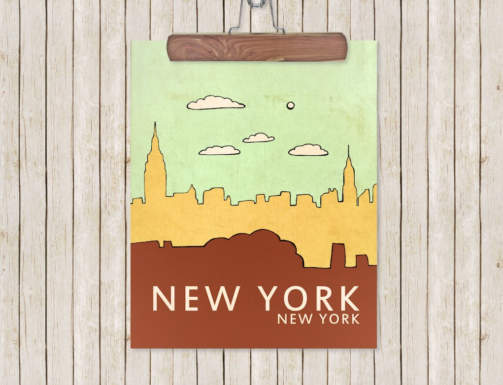 New York New York // Nursery Decor Skyline Poster Etsy