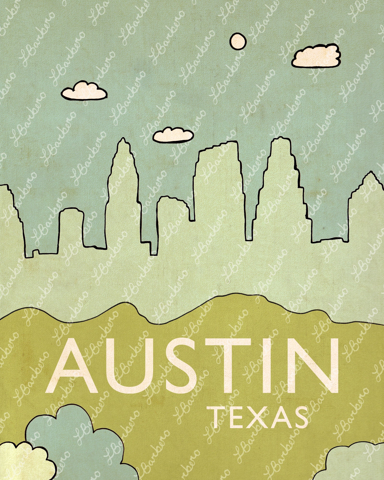 Austin Texas // Printable Download, Texan, Gender Neutral, Urban, City ...