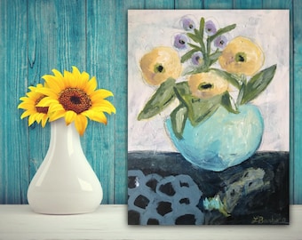 Bliss Floral No. 01 // Original Painting, Sunflowers, Floral, Still life, Flower, Modern, Acrylic on Canvas, Free US Shipping, Lisa Barbero