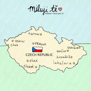 I Love You in Czech Republic // Printable Download Art Print, Map, Giclee, Modern Baby Nursery Decor, Eastern European Travel Theme, Digital image 7