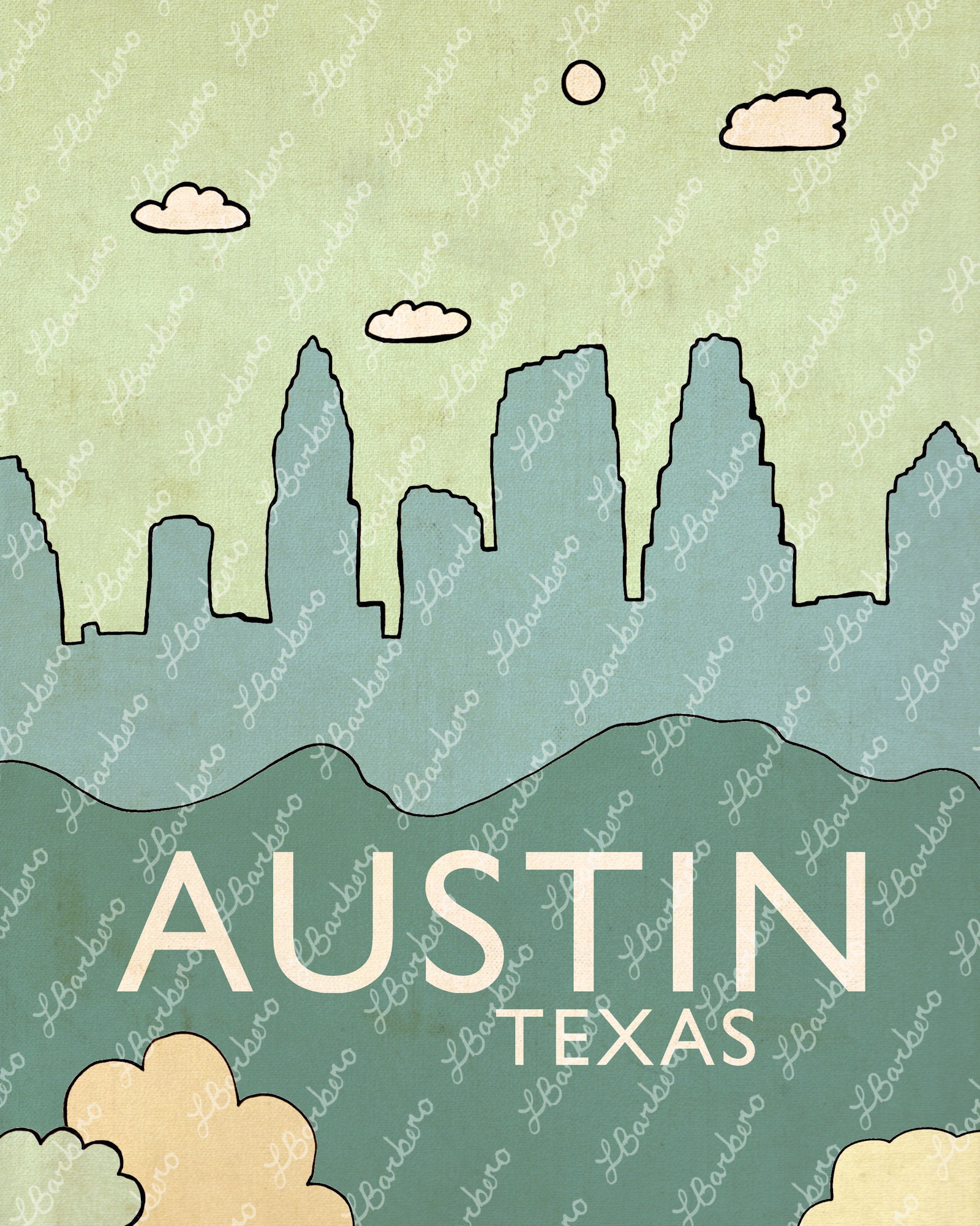 Austin Texas // Printable Download, Texan, Gender Neutral, Urban, City ...