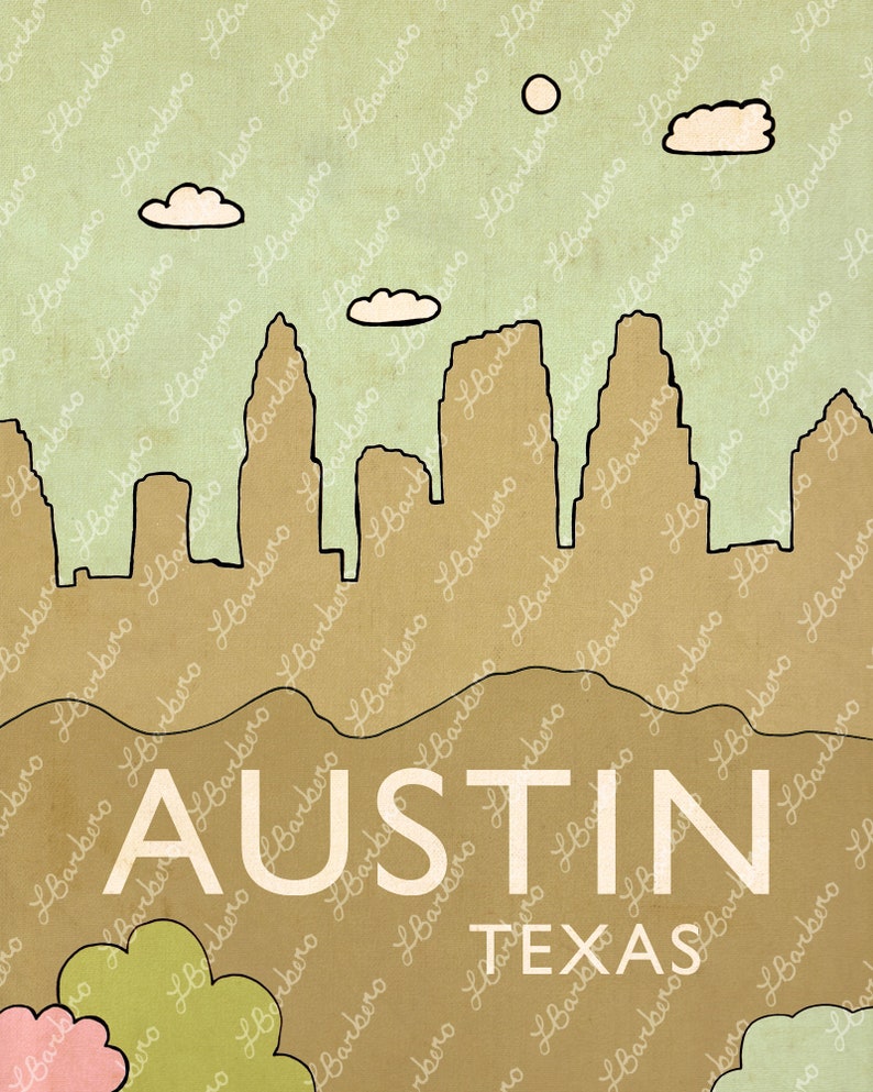 Austin Texas // Printable Download, Texan, Gender Neutral, Urban, City ...
