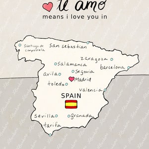 I Love You in Spain // Printable Download Print, Spanish Map, Art Poster, Travel Theme, Poster Print, Nursery Art, Spanish, Country Maps image 6