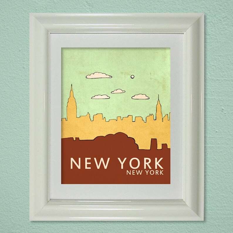 New York New York // Nursery Decor Skyline Poster Etsy