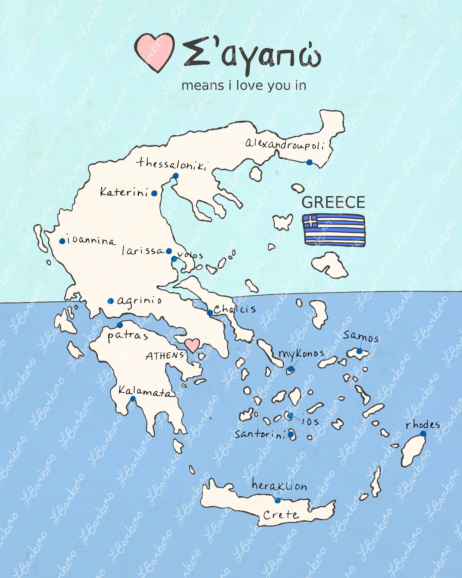 I Love You In Greece 8x10 Printable Download Nursery Art Etsy Finland