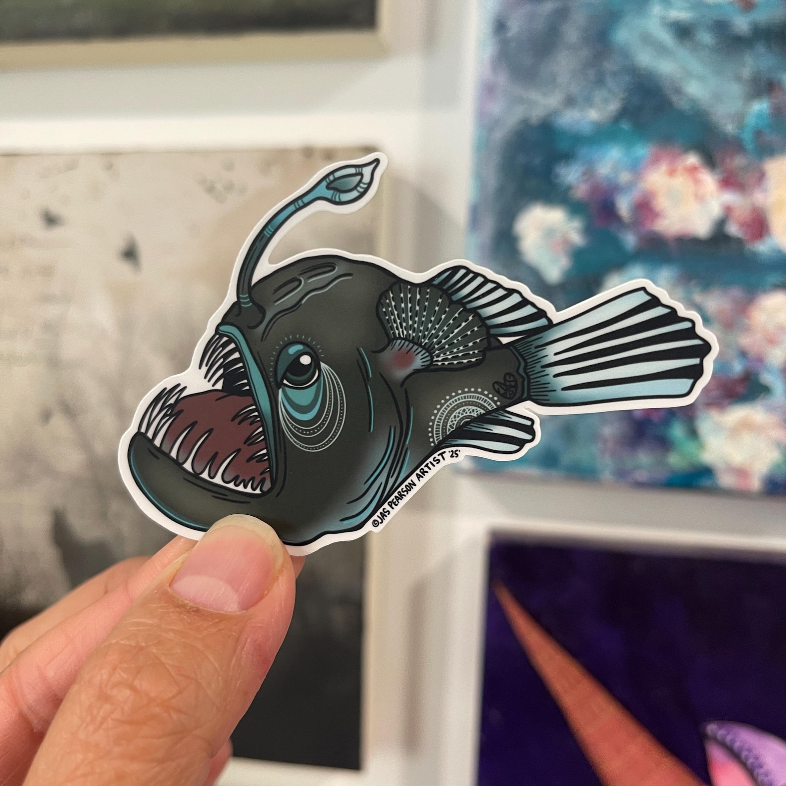 Deep Sea Angler Fish Vinyl Sticker - Etsy