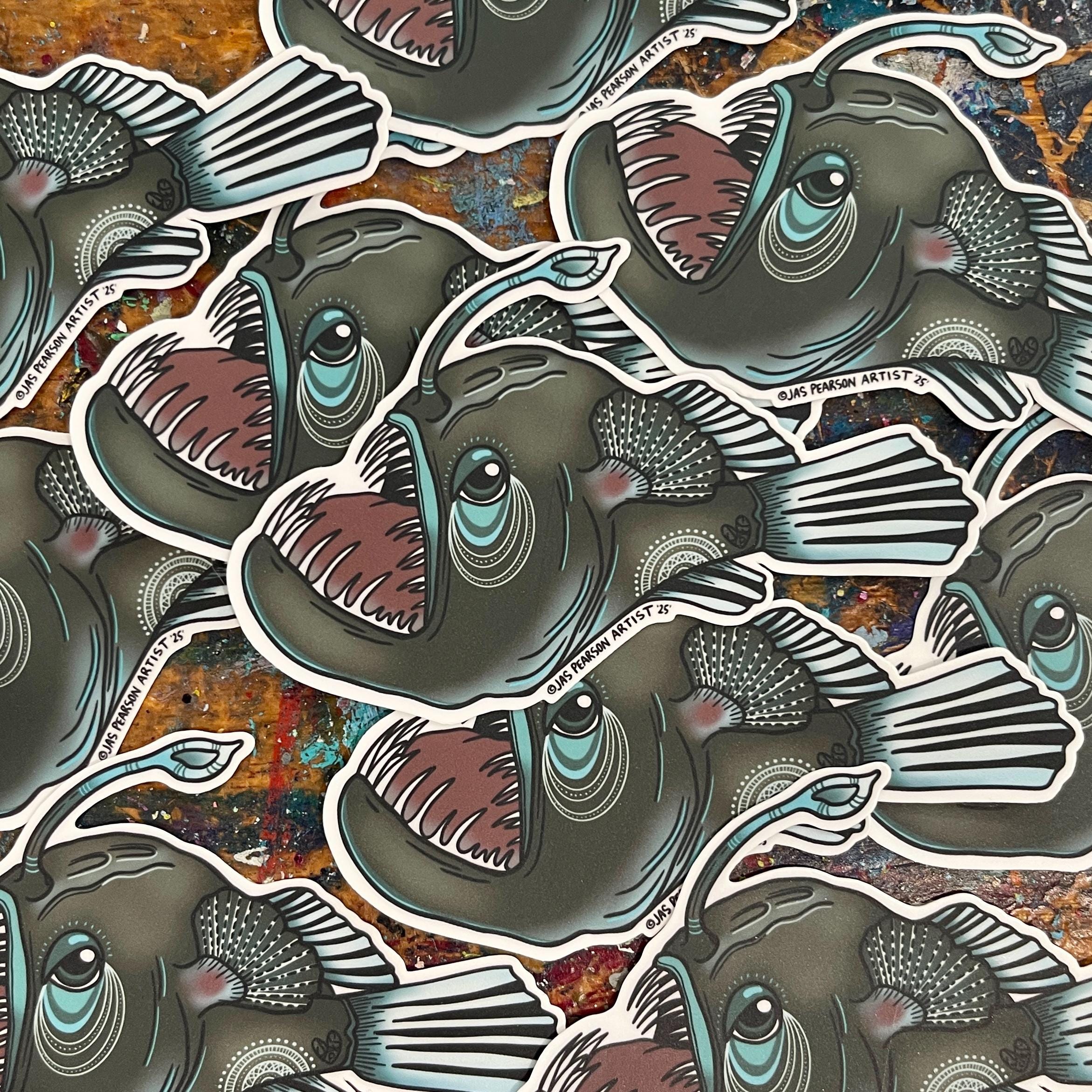 Deep Sea Angler Fish Vinyl Sticker - Etsy