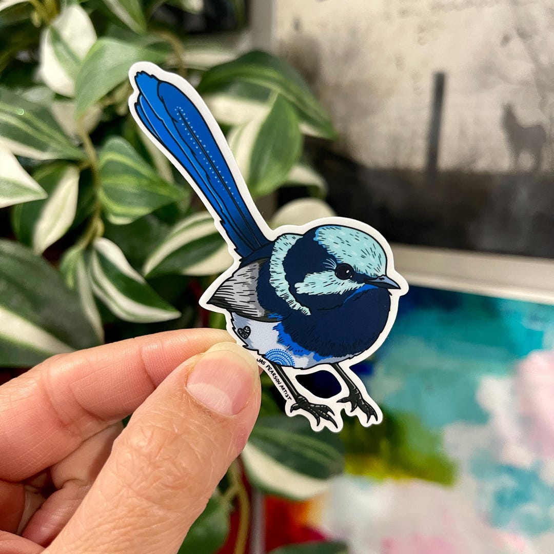Wren Sticker Blue Wren Bird Vinyl Sticker - Etsy
